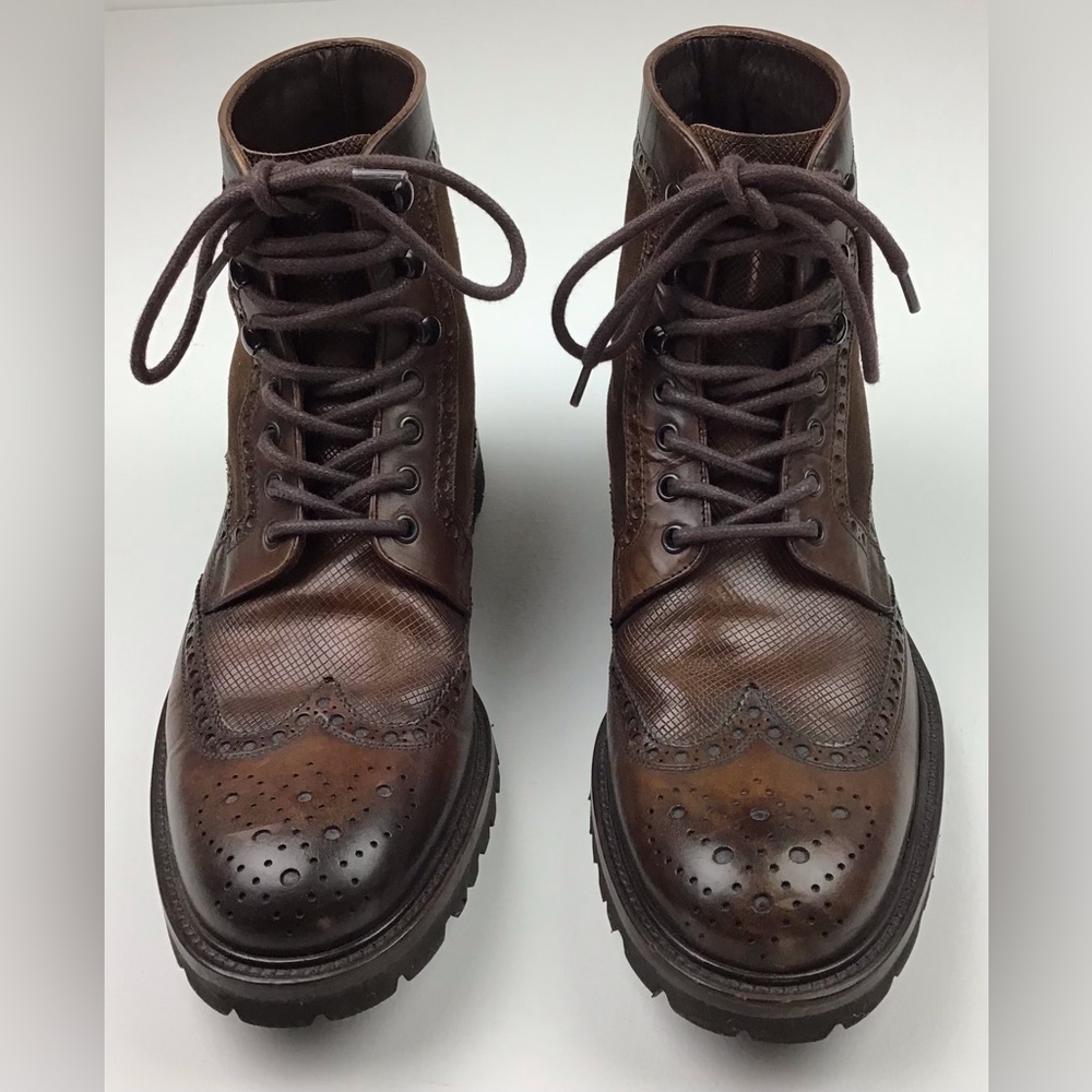 Magnanni Enzo wingtip boots men’s 8 M brown - Picture 2 of 12